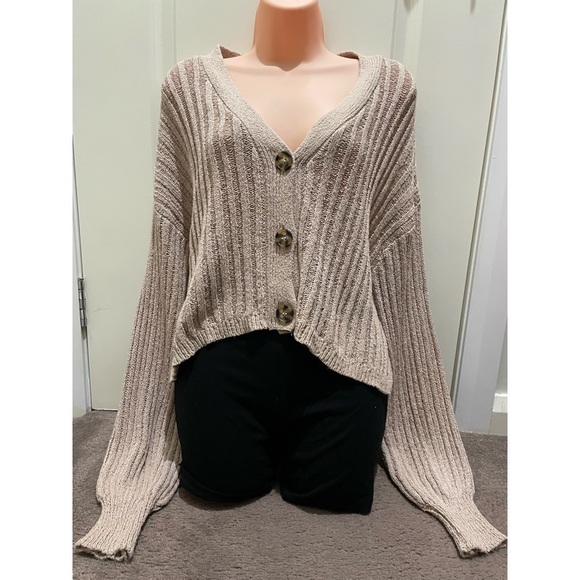 Cotton On Tops - Cotton on Brown cropped knit top